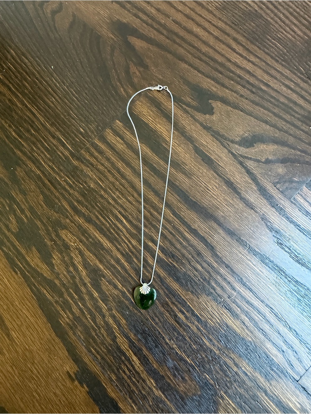 Vintage Avon Sterling Silver Jade Heart Pendant Necklace
